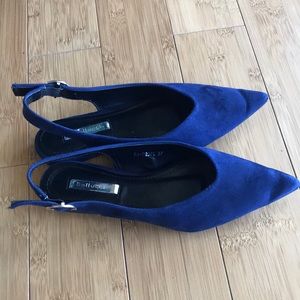 Faux suede sling back flats
